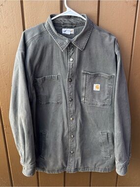 Carhartt Rugged Flex XL Canvas Jacket Fleece Lined Gray 102851-306 Work Wear